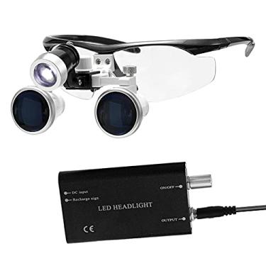 Imagem de KKcare Lupa portátil 3,5 x 420 mm lupas binoculares fone de ouvido de vidro óptico lupas + farol de led de 3 w