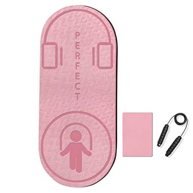 Imagem de Yajun Tapete de corda para exercícios para uso interno e externo, antiderrapante, de alta densidade, silencioso, para pular corda, elasticidade, fitness, rosa