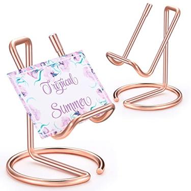 Imagem de Porta-cartões de visita de metal para mesa, suporte elegante para exibição de cartões de visita, mesa de escritório, organizador de cartões de visita, ouro rosa