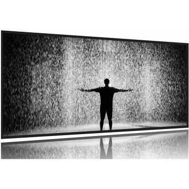 Imagem de Quadro Chuva Silhueta Homem Liberdade Mosaico 130x60 Moldura Preta 2x2