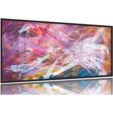 Imagem de Quadro Abstrato Linhas Moderno decorativo Sala Hall 130x60 Moldura Preta 2x2