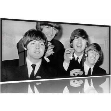 Imagem de Quadro Decorativo The Beatles Sala 130x60 Moldura Preta 2x2