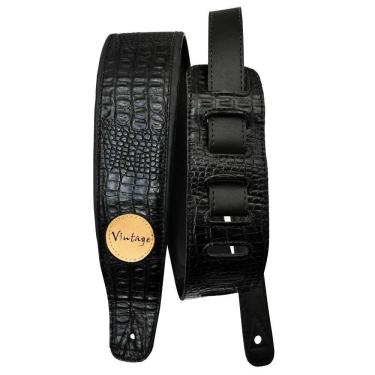 Imagem de Correia Basso Vintage Couro Vt Sl 59 Crocodilo Preta Ac1334