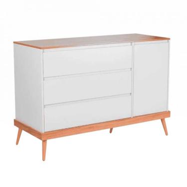 Imagem de Cômoda Infantil Canção de Ninar 1 PT 3 GV Branca e Amêndola