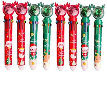 Imagem de 8 peças de caneta esferográfica bonito material escolar 10 núcleos criativos papelaria de caneta natal óleo por caneta presente de estudante