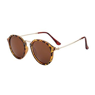 Imagem de Óculos de Sol Retrô Redondo Feminino Vintage Designer Óculos Feminino Luxo Círculo Sombras Masculino Gafas UV400 Espelho, Marrom, A