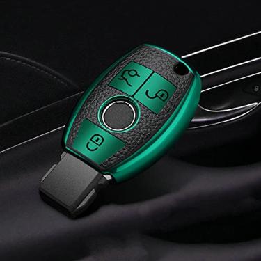Imagem de KRUPTI Bolsa de chave de capa de carro em TPU, apto para Mercedes Benz ABCS AMG CLA GLC GLA W221 W204 W205 W176, verde