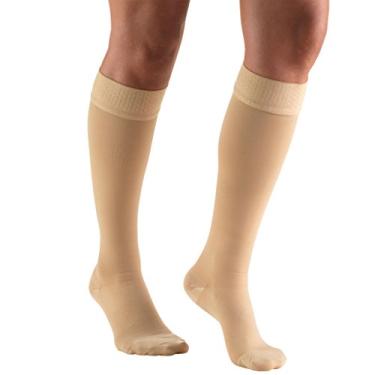 Imagem de Truform Meias de compressão de 20 a 30 mmHg para homens e mulheres, altura do joelho, top de pontas, bico fechado, bege, grande