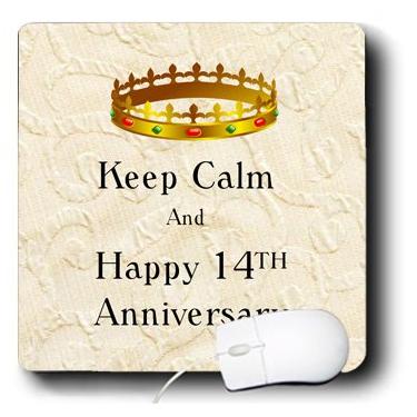 Imagem de 3dRose Mouse pad LLC 20 x 20 x 0,63 cm, Keep Calm and Happy 14th Anniversary com foto marfim (mp_162846_1)