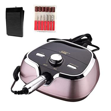 Imagem de Yajun Broca de unha elétrica portátil para unhas acrílicas 35000 RPM lixadeira de unhas de baixo ruído ferramenta de remoção de polimento de gel de manicure com pedal de pé, roxo, 19,5 * 17 * 7 cm