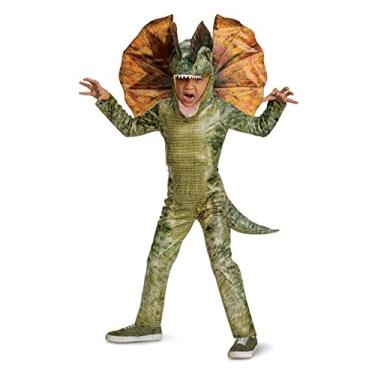 Imagem de Fantasia Jurassic World Dilophosaurus para crian as, macac o oficial e chap u, tamanho infantil m dio (7-8)