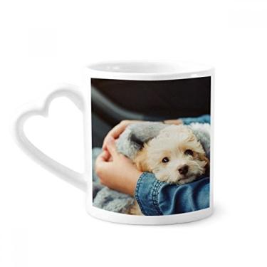 Imagem de Caneca de fotografia de animal fofo de cachorro caneca de café cerâmica copo de coração de vidro