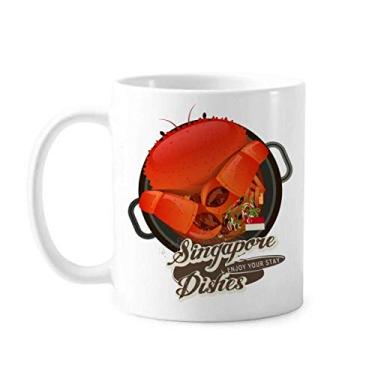 Imagem de Caneca tradicional de cerâmica de caranguejo chili de Singapura, xícara de porcelana de café
