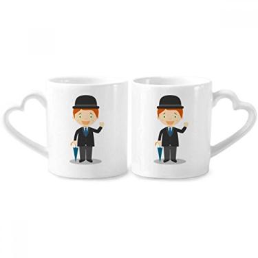 Imagem de Conjunto de canecas de porcelana para casais de desenho animado da Inglaterra Black Gentlemen