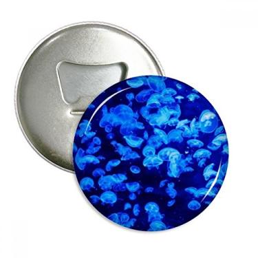 Imagem de Blue Science Nature Medusa Ocean Picture Abridor de garrafas ímã de geladeira emblema multifuncional