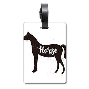 Imagem de Cavalo preto e branco animal mala etiqueta etiqueta de bagagem cartão pendurado etiqueta etiqueta de etiqueta, Multicolorido.