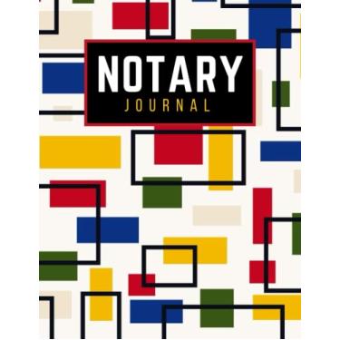 Imagem de Notary Journal: 8.5x11 Large Notarial Logbook / With 200 Numbered Pages - Two Records Logs Per Page / 400 Records / Colorful Mid-Century Modern - ... Pattern / Ledger Book Gift For Signing Agents