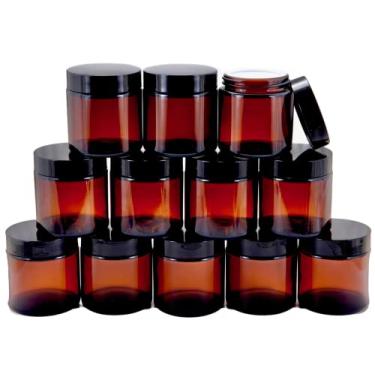 Imagem de Vivaplex, 12, âmbar, 113 g, frascos redondos de vidro, com forros internos e tampas pretas