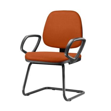 Imagem de Cadeira Job Com Bracos Fixos Assento Crepe Laranja Base Fixa Preta - 54551