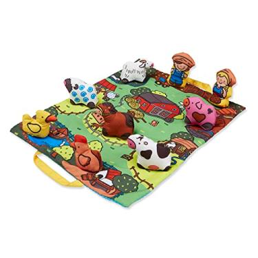 Imagem de Melissa & Doug Take-Along Farm Baby and Toddler Play Mat (19.25 x 14.5 inches) With 9 Animals - Folds To Be Convenient Storage Bag for Travel