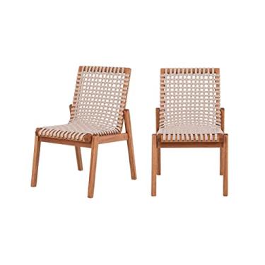 Imagem de Cadeira de Jantar de Madeira Trama (Kit com 2) – Eucalipto Sustentável e Corda Areia PET Reciclado – Design Moderno e Confortável para Sala, Varanda e Espaço Gourmet (Jatobá e Corda Areia)