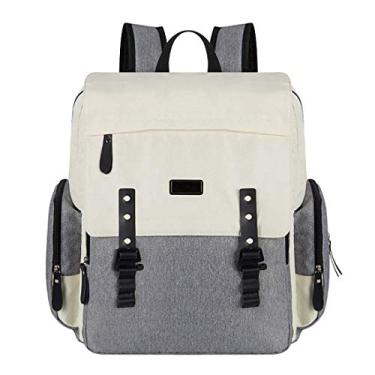 Imagem de Bolsa multifuncional para troca de bebê, bolsas para fraldas, mochila multifuncional à prova d'água para fraldas com 2 alças de carrinho para mamãe e papai 32 * 16 * 39 cm de alta capacidade