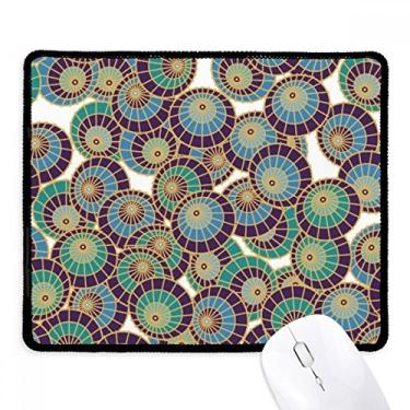 Imagem de Blue Art Umbrella Ukiyo-e Tapete de borracha para jogos com borda costurada