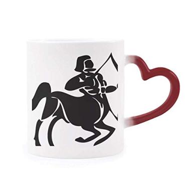 Imagem de Caneca sensível ao calor do signo do zodíaco de Sagitário Constellation Copo de grés que muda de cor vermelha