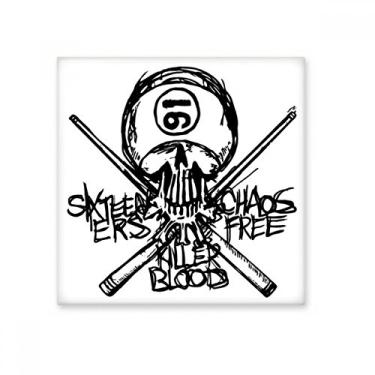 Imagem de Número 16 Ninja Esqueleto Preto Espada Cerâmica Azulejo Brilhante Decalque Pedra Adorna de Tijolos