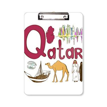 Imagem de Qatar National Symbol Landmark Pattern Prancheta pasta bloco de escrita placa de apoio A4