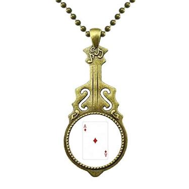 Imagem de DIYthinker Colar com estampa de cartas de baralho de diamante A, joia antiga com pingente de música