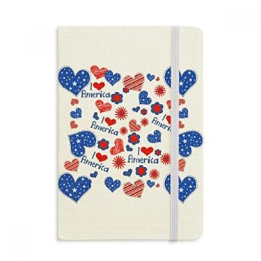 Imagem de Caderno com estampa de festivais de flores e coração dos EUA com capa dura e tecido oficial