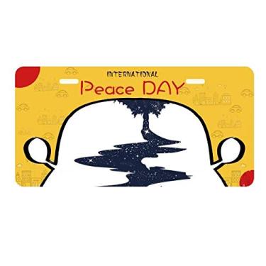 Imagem de DIYthinker Placa de carro com padrão de arte de árvore de bússola para decoração de carro Dia da Paz