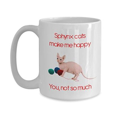 Imagem de Caneca de gato Sphinx - Sphynx Cats Make Me Happy - Caneca de café de cacau quente divertido - ideia de de Natal