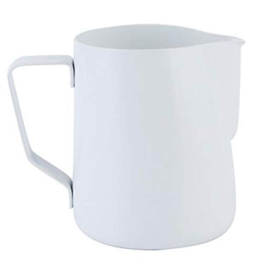 Imagem de Restokki Jarra de café, Jarra de espumante de leite de aço inoxidável, Jarra de espumante de café, para latte Art em casa ou café, 600 ml (Branco)