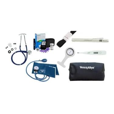 Imagem de Kit Academico Enfermagem Com Esfigmo Esteto Glicosimetro (AZUL)