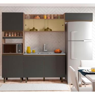 Imagem de Cozinha Compacta Porto com Balcão Para Pia e Nicho Micro-Ondas 7 Portas Poliman Móveis