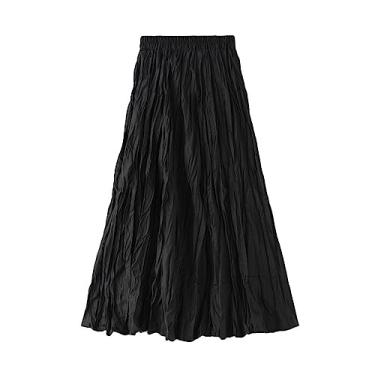 Imagem de JMSUN Saia de tule feminina plissada saia plissada cintura alta fina saia longa lindo vestido de boas-vindas