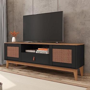 Imagem de Rack 2 Portas 1 Gaveta 160cm Esmeralda Versátile Casa D Preto/Noce