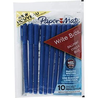 Imagem de Paper Mate Canetas esferográficas Write Bros, ponta média (1,0 mm), azul, 10 unidades