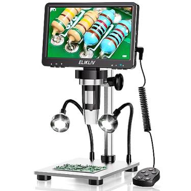 Imagem de Elikliv Microscópio digital LCD EDM9 de 7" 1200X, microscópio de moeda 1080p com sensor de câmera de 12 MP, 10 luzes LED – ideal para colecionadores de moedas e entusiastas de eletrônicos,