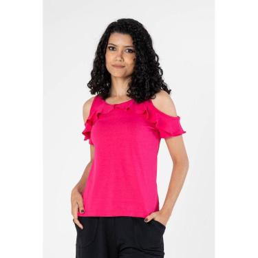 Imagem de Blusa Feminina Tendência Com Manga Babados e Ombros Vazados