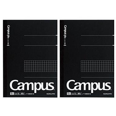 Imagem de Caderno pré-pontilhado Kokuyo Campus, Semi A5, grade de 5 mm - 80 folhas - 160 páginas, preto, Preto, 2 pack