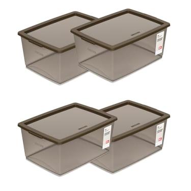 Imagem de Kit 4 Caixa Organizadora Com Trava 30 Litros Cor:Cinza