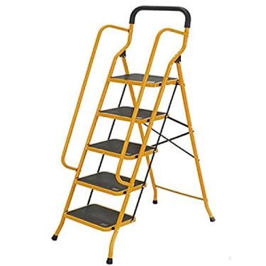 Imagem de Banco de 4/5 degraus, cadeira de escada dobrável, escadas resistentes com corrimão de segurança e antiderrapante, ótimo para sua cozinha, armários ou escritório doméstico - banco interno, 14