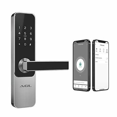 Imagem de Fechadura digital AGL h30 bluetooth: senha + cartao + chave + app, Preto com prata