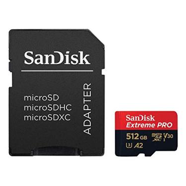 Imagem de SanDisk Cartão de memória Extreme Pro 512 GB microSDXC + adaptador SD com desempenho de aplicativo A2 + Rescue Pro Deluxe 170 MB/s Class 10, UHS-I, U3, V30