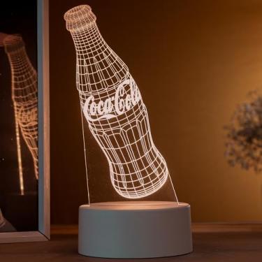 Imagem de Luminária led 3d, abajur de mesa, garrafa de coca-cola 3D