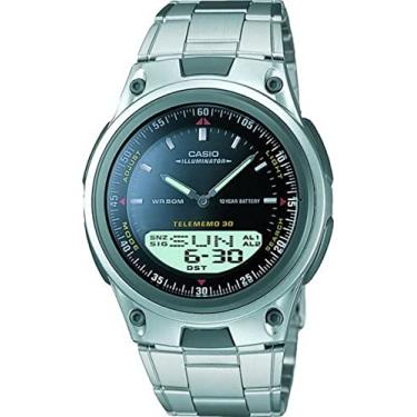 Imagem de Casio Relógio de bateria masculino AW80-1AV Forester Ana-Digi Databank 10 anos, Gray, AW-80D-1AV