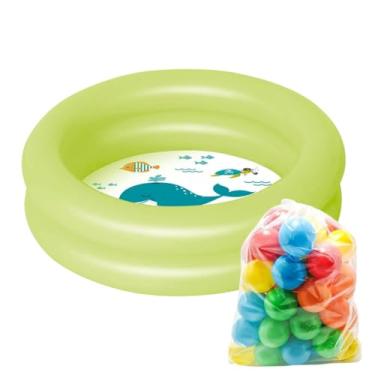 Imagem de Piscina Infantil Verde Para Criança Bebe 28 litros com 50 Bolinhas coloridas